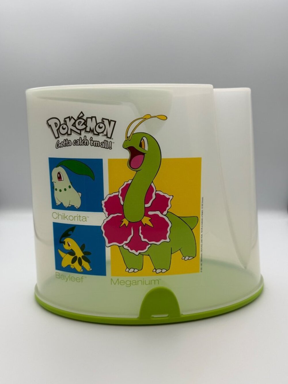 Vintage Nintendo Pokémon Chikorita Meganium Tupperware Cereal Container Green